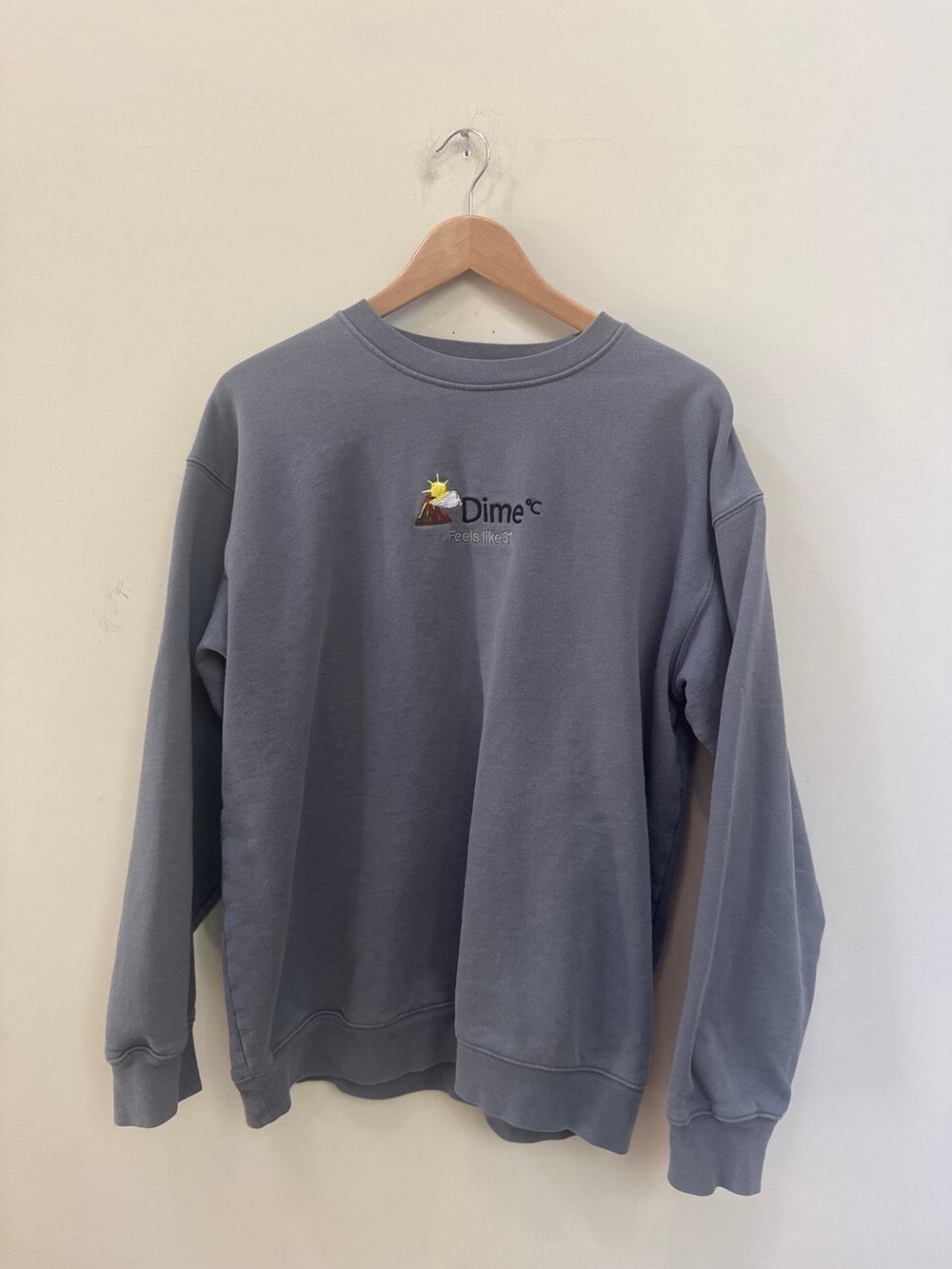 Dime MTL Sweatshirt Mens Large Gray Crewneck Heavy Pullover Skateboard Medium